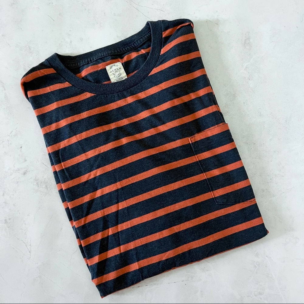 J. Crew Men’s gray and orange striped t-shirt